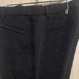 Women’s Gap Black Star Pattern Dress Pants Ribbon Down Side Split Skinny Ankles